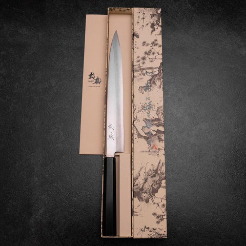 Yanagiba Silver Steel #3 Kasumi Buffalo Ebony Handle 260mm