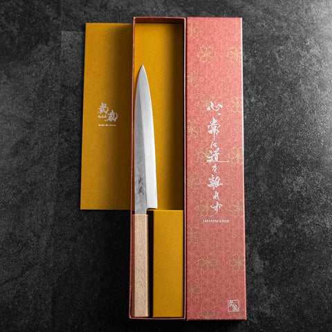 Yanagiba VG-10 Damascus White Urushi Handle 210mm