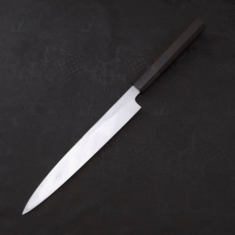 Yanagiba White Steel #2 Kasumi Chokin Sakura-Fuji Buffalo Ebony Handle 210mm