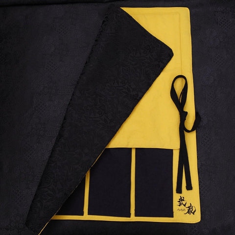 Musashi Japanese Style Kitchen Knife Roll Phoenix Black 4 Pockets Handmade-[Musashi]-[Japanese-Kitchen-Knives]